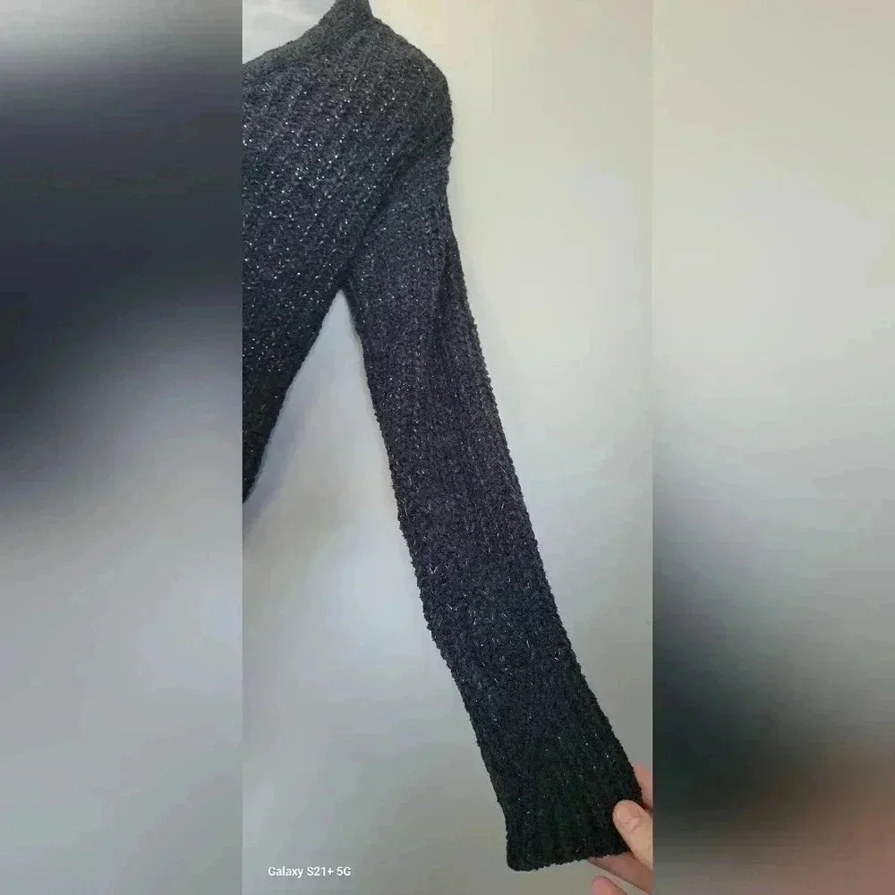 NWT Maurices Solid Metallic button-down cardigan, Black, Womens oversided XS - Picture 4 of 11
